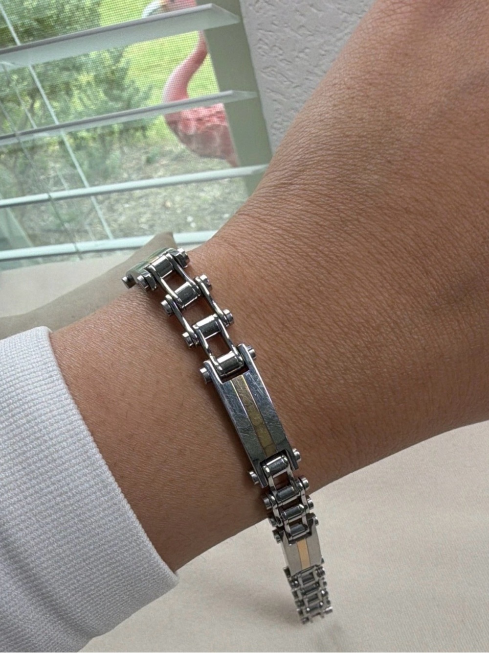 Two-Tone Stainless Steel Link Bracelet - Silver and Gold Accent